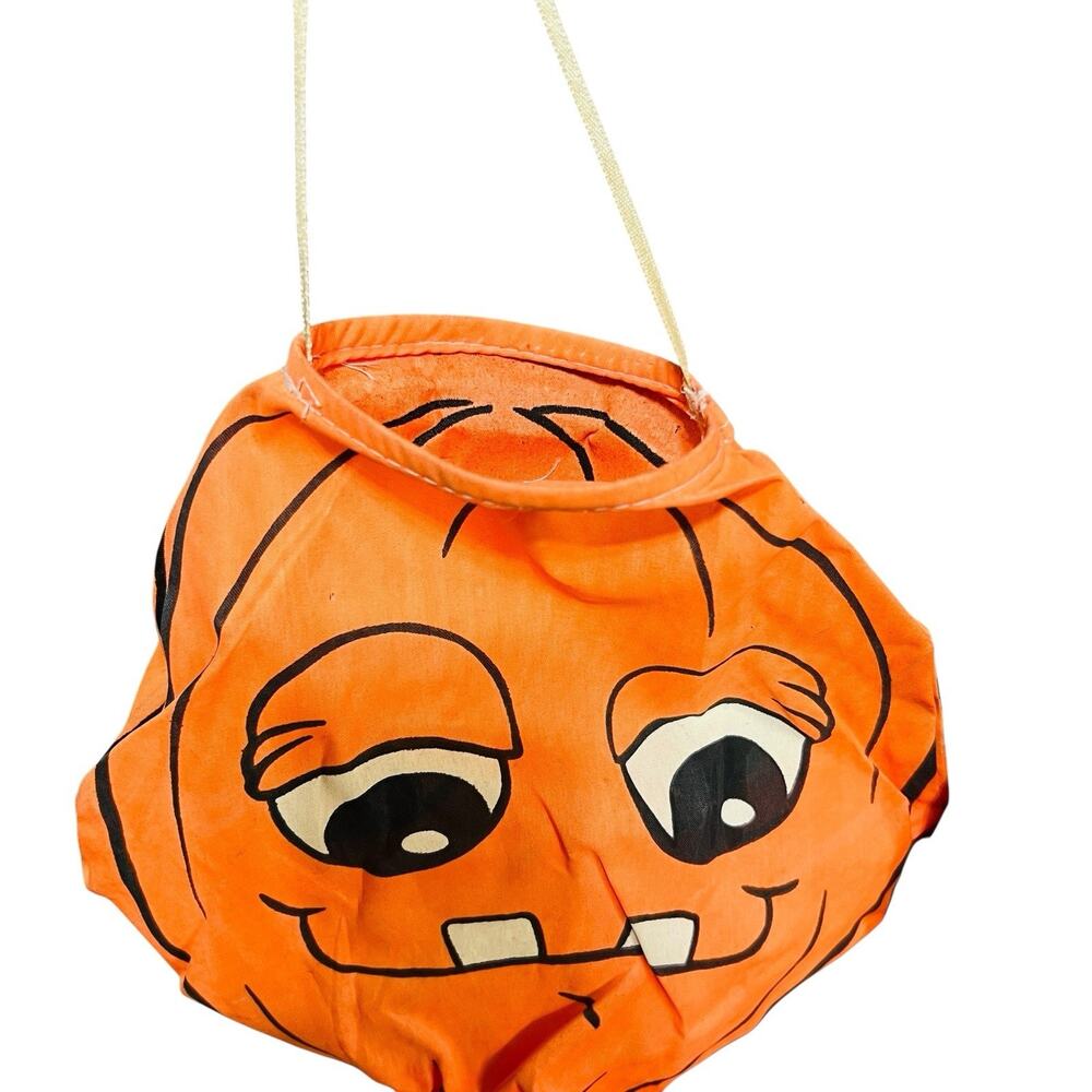 Pair VTG Halloween Jack O Lantern Hanging Wind Sock Lantern Silly Face 10” READ - Picture 4 of 10
